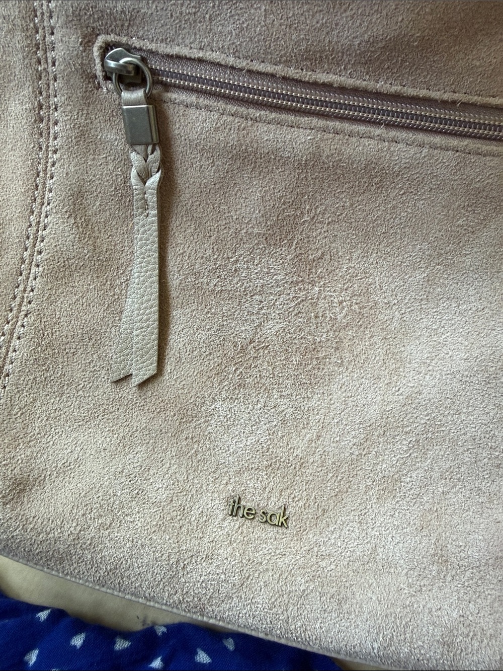 The Sak Ashland Suede Crossbody Bag Sand Color Adjustable Strap